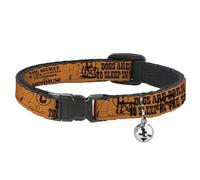 Peanuts Worldwide LLC - Collar para gato, collar separable con campana, poses de Snoopy y citas, collage naranja y negro, 8.5 a 12 pulgadas, 0.5 pulgadas de ancho