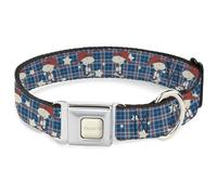 Peanuts Worldwide LLC Collar para Mascotas, Collar de Perro, Hebilla de cinturón de Seguridad de Metal, Peanuts Cowboy Snoopy Americana Plaid Blues White Reds, 9.5 a 13 Pulgadas 1.0 Pulgadas de Ancho