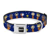 Peanuts Worldwide LLC - Collar para Mascotas, Collar de Perro, Hebilla de cinturón de Seguridad de Metal, Poses de pie con Estrellas Azules y Blancas, 16 a 23 Pulgadas, 1.5 Pulgadas de Ancho