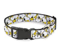 Peanuts Worldwide LLC - Collar para Mascotas, Collar de Perro, Hebilla de plástico, Color Amarillo apilado, 11 a 16.5 Pulgadas, 1.0 Pulgadas de Ancho