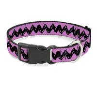 Peanuts Worldwide LLC Collar para mascotas, collar de perro, hebilla de plástico, Peanuts Charlie Brown Zig Zag Stripe Pink Black, 7 a 8.5 pulgadas 0.5 pulgadas de ancho