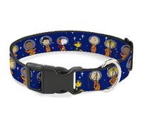 Peanuts Worldwide LLC - Collar para mascotas, collar de perro, hebilla de plástico, poses de pie de astronautas, estrellas azul y blanco, 13 a 17 pulgadas, 1.5 pulgadas de ancho