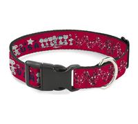 Peanuts Worldwide LLC Collar para mascotas, collar de perro, hebilla de plástico, poses de verano americano de Peanuts Gang rojo, azul y blanco, 8.5 a 12 pulgadas, 0.5 pulgadas de ancho