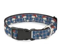 Peanuts Worldwide LLC - Collar para Mascotas, Collar para Perro, Hebilla de plástico, Peanuts Cowboy Snoopy Americana Plaid Blues White Reds, 7 a 8.5 Pulgadas 0.5 Pulgadas de Ancho