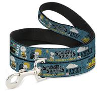 Peanuts Worldwide LLC - Correa para Mascotas, Correa para Perro, Poses y Citas Musicales de Peanuts Gang Dance y Citas, Azul, Multicolor, 4 pies de Largo y 0.5 Pulgadas de Ancho