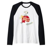 Peanuts Xmas Snoopy All out Shopped Christmas Party Holiday Camiseta Manga Raglan