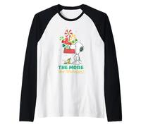 Peanuts Xmas Snoopy Woodstock Peppermint Holiday Epic Retro Camiseta Manga Raglan