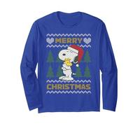 Peanuts Xmas Snoopy Woodstock Retro Ugly Vintage Navidad Manga Larga, Unisex para Adultos, Azul Real, S
