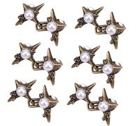 Pearas De Estrellas Cruzadas Apriete La Cintura Para Los Pantalones Button Cinching Botón Broche Broche Clip Fitness Clip Pin 3/6pcs Afectador De