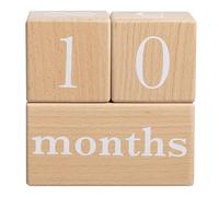 Pearhead Bloques de madera para bebés de edad milenaria, soporte para fotos para recién nacidos, niños y niñeros, calendario de cuenta regresiva para niños, semanas, meses y años, bloques de números