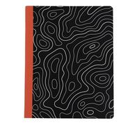 Pearhead Cuaderno de composición de mapa topográfico, rayado universitario, 160 páginas, 7.5 x 9.75 pulgadas, papel liso de 80 g/m², cubierta de línea de contorno blanco y negro con diario de lomo