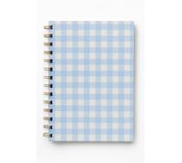 Pearhead Cuaderno de espiral a cuadros azules, diario de tapa dura para mujer, páginas gruesas de 100 g/m², cubierta trasera de lámina dorada, encuadernación plana de doble bobina, perforaciones