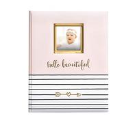 Pearhead Hello Beautiful Baby - Libro de recuerdos para bebé, diario de hitos, regalo para nueva mamá, bebé recién nacido, recuerdo pensado para bautizo o bautizo, color rosa