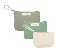 Pearhead Juego de 3 Bolsas para Cambiar pañales de algodón Reciclado, con Texto en inglés Change Me, Feed Me, Dress Me Zip Pouches, On The Go Baby Essentials, Accesorio para Bolso Cambiador de