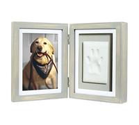 Pearhead Pet Photo Frame and Impression Marco de Fotos para Mascotas y Kit de impresión, Madera, Gris Envejecido, Arcilla, 1 Count (Pack of 1)