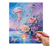 Pearl Art Jellyfish Gems Rhinestones - - Craft Decor Bead Painting for Home