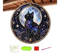 Pearl Art Kits Celestial Cat Halloween Suncatcher 30cm