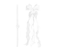 Pearl Bow Headpiece, Flower Girl Hair Accessory, 19,6 pulgadas Reliable with Satin Feature, Portable Lightweight Hairpiece, Professional Formal with Simple Design, Beauty Tool for Church and