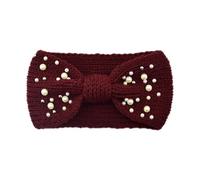 Pearl Bow Knitted Headbands Winter Ear Warmer Cross Headwrap Turban Wide Brim Headwear For Women Girls Hair Accessories(Color-08)