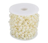 Pearl Garland String 60m Roll | 3mm & 8mm Grinding Beads for Wedding/Holiday Season/Home Decor | ABS Imitation Pearl DIY Decoration with 5 Colors (Beige)