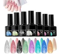 Pearl Gel Nail , 7.5 ml Pearlized Gel Set of 8, Multi-Color High Shine Finish, Long-Lasting Manicure Kit, Portable Compact Ideal for Beginners, Entusiasts, Professionals