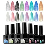 Pearl Gel Nail, 7.5ml Pearlized Gel Set of 8, Multi-Color Long-Lasting Manicure Kit, Professional s Supplies for Beginners, Enthusiasts, and Salons.