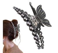 Pearl Hair Claws, Shark Hairpin, Grey Pearl Hair Clip, Metal Hairs Barrette with Elegant and Fashionable Design 4.33x2.36x1.97" for Securing Thick Hair in Trendy Hairstyles (1 Piece)