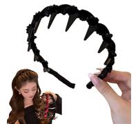 Pearl Headband for Women, Vintage High Cranium Artificial Pearl Hairband, Fashion Hair Accessories Braid Tool Non Slip Hairbands (Black-A)