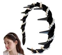 Pearl Headband Tooth, Wave Headdress, Non-Slip Teeth Comb, Elegant Bridal Hair Accessory For Weddings, Formal Events, Stylish Women’s Fashion, Black, Red, Brown