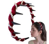 Pearl Headband Tooth, Wave Headdress, Non-Slip Teeth Comb, Elegant Bridal Hair Accessory For Weddings, Formal Events, Stylish Women’s Fashion, Black, Red, Brown