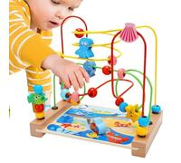 Pearl Maze Roller Coaster - Cubo de actividad de madera para niños pequeños | Juego de cuentas de ábaco | Animal Circle - Educación para niños para desarrollar habilidades motoras finas, contar