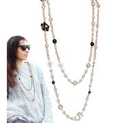 Pearl Necklace - Korean Style Sweater Chain | Elegant Faux Pearl Accessory | Vintage Layered Winter Jewelry, Stylish Extra Long Beaded String, Costume Party Wedding Ornament, Women Fashion Gift