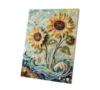 Pearl Painting - 40 x 30 x 1,5 cm DIY 3D Pearl Painting Kit | All PearlDot Art Craft Set - Tower Sunflower Pattern | PP Beads Density Board Frame - Creative Handmade Decor