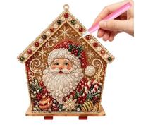 Pearl Painting Kit, Handmade Wooden House Ornament With Metal Chain, Home