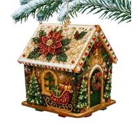 Pearl Painting Kit, Handmade Wooden House Ornament With Metal Chain, Home