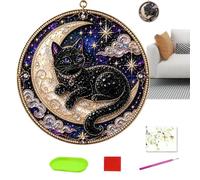 Pearl Painting Kits 11.8in Cute Halloween Celestial Cat Suncatcher
