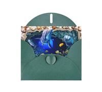 Pearl Paper - Tarjeta de felicitación 3D con estampado de delfín del mundo submarino con sobre, interior en blanco para cumpleaños, Navidad, todas las ocasiones, 6 x 4 pulgadas