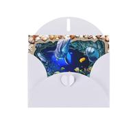 Pearl Paper - Tarjeta de felicitación 3D con estampado de delfín del mundo submarino con sobre, interior en blanco para cumpleaños, Navidad, todas las ocasiones, 6 x 4 pulgadas