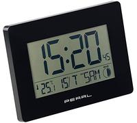 Pearl Relojes de Pared - Pared controlado por Radio con Fecha: Reloj de Pared LCD con Radio, Reloj Jumbo, Pantalla de Temperatura y Fecha (Pantalla Temperatura, controlado por, Despertador LCD)