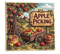 Pearl Rhinestone Art, Fall Theme DIY Gems with Handmade Painting, 20*20cm
