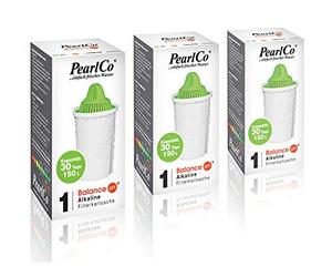 PearlCo Alkaline Classic - Produce Aqua alcalina - Pack 3 Filtro de Aguas con 1 cartuccia filtrante Universal Classic - adatto per Brita Classic
