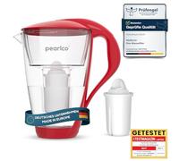 PearlCo - Filtro de agua de vidrio (rojo) con 1 cartucho de filtro Universal classic - adecuado para Brita Classic