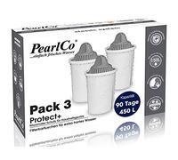 PearlCo Protect+ Classic - para Agua Dura- Pack 3 Filtro de Aguas con 1 cartuccia filtrante Universal Classic - adatto per Brita Classic