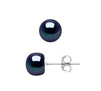 PEARLS & COLORS - Pendientes Perlas Cultivadas de Agua Dulce - Color Black Tahiti - Calidad AAA+ - Plata de Ley 925 - Joya para mujer