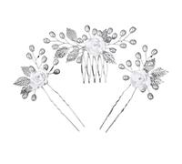 Pearls Wedding Flower Hair Comb Bride Pins Clips Set Cute Fork Headpieces For Women Jewelry Accessory(J7083S)