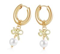 Pearls Y Bowknot/Flower Hoop Pendientes Hechos De Oreja Colgantes Para Mujeres Accesorio De Fiesta Niña Joyería Hecha A Mano