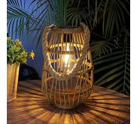 Pearlstar Lámpara solar de ratán, lámpara solar colgante, para exteriores, decoración de jardín, resistente al agua, porche, césped, patio, camino, entrada, boda,apagado, 27 cm de alto (style1)