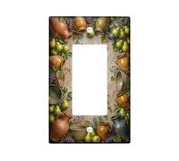 Pears Kitchen - Cubierta para interruptor de luz basculante individual, jarras rústicas de uvas naturales, plástico, tamaño estándar, placas decorativas de pared para dormitorio, baño, decoración de