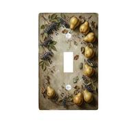 Pears Kitchen - Placa de cubierta para interruptor de luz, diseño rústico vintage de hojas de uva color amarillo otoño, tamaño estándar, placas de interruptor de pared, detalles para el hogar, sala de