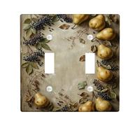 Pears - Placa de cubierta de interruptor de luz doble para cocina, diseño rústico vintage, hojas de uva, color amarillo otoño, tamaño estándar, placas de interruptor de pared, acentos para dormitorio